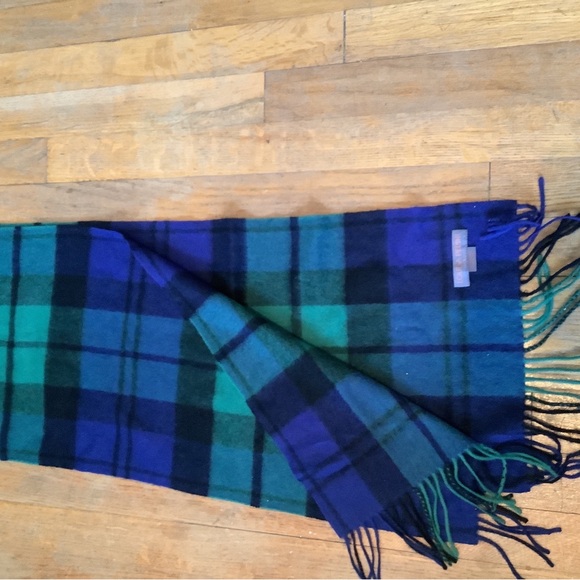 Louisa Perini Cashmere Scarf Multicolor Plaid‎ with Fringe 100% cashmere - Picture 1 of 2